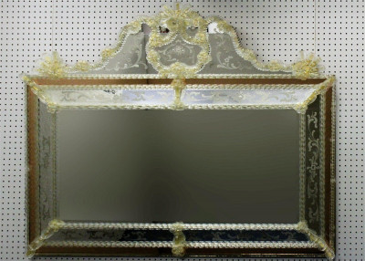 Image for Lot Venetian Etched & Molded Glass Mirror