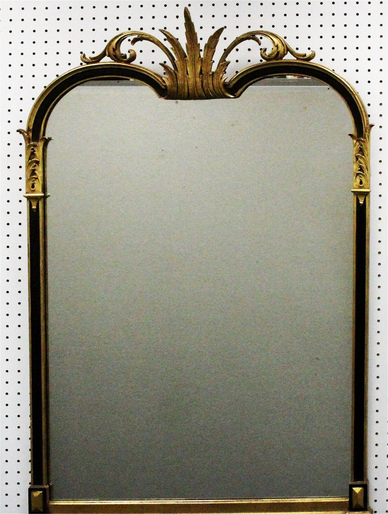 Queen Anne Style Parcel Ebonized Gilt Mirror