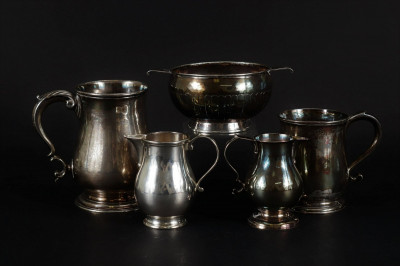 Image for Lot English Sterling Silver Tankards & Pitchers