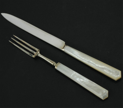 Image for Lot English Sterling and Mother of Pearl Flatware