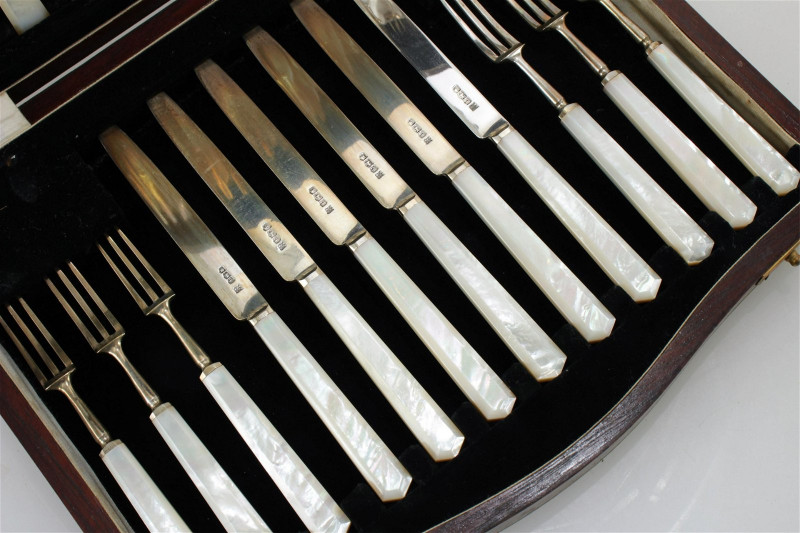English Sterling and Mother of Pearl Flatware