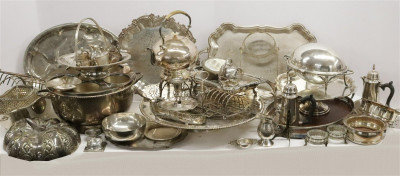 Image for Lot Large Group of Antique Silver Plate