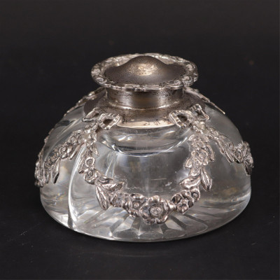 William Comyns Sterling Overlay Inkwell, 1907