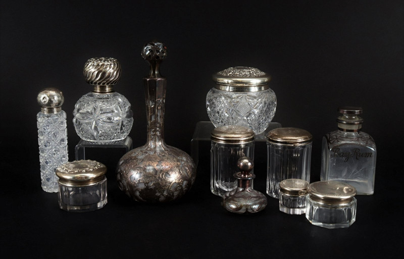 Group of Sterling Silver & Glass Vanity Items