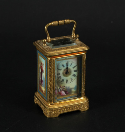 Image for Lot Late 19th C. French Miniature Carriage Clock