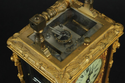 19th C. French Gilt Metal Carriage Clock