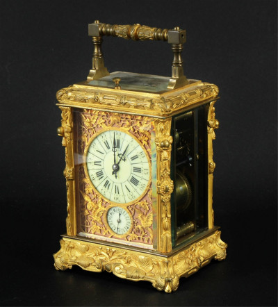 Image for Lot 19th C. French Gilt Metal Carriage Clock