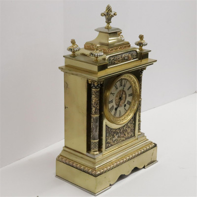 Renaissance Revival Silvered Ormolu Mantle Clock