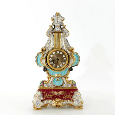 Image for Lot Jacob Petit Style Porcelain Mantle Clock