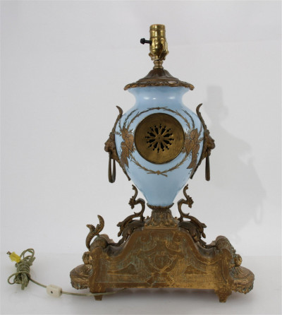 Sevres Style Porcelain Mantle Clock as Lamp