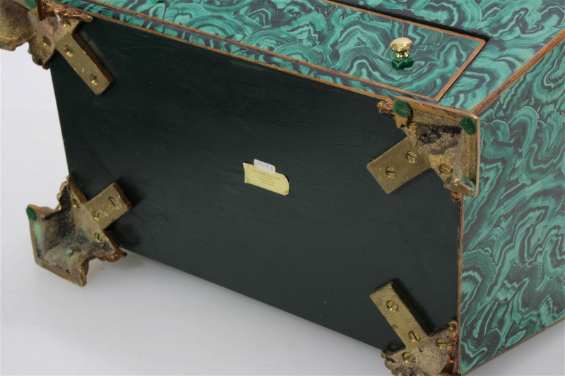 Maitland-Smith Regency Style Faux Malachite Box
