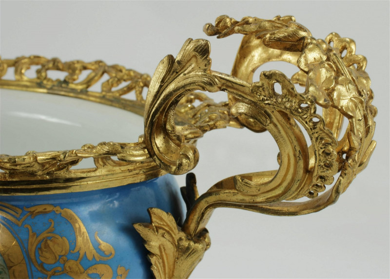 Sevres Style Gilt Brass Turquoise Center Piece