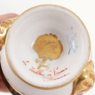 Pair of Le Tallec Miniature Porcelain Urns