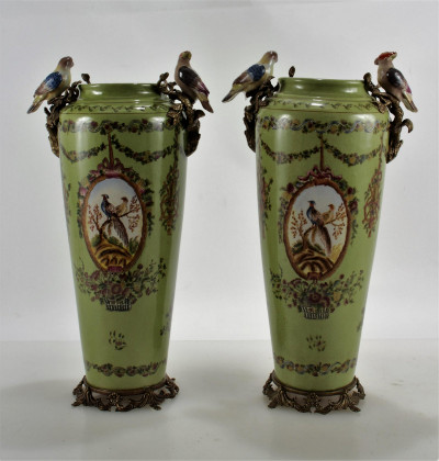 Pair of Chinese Style Green Vases
