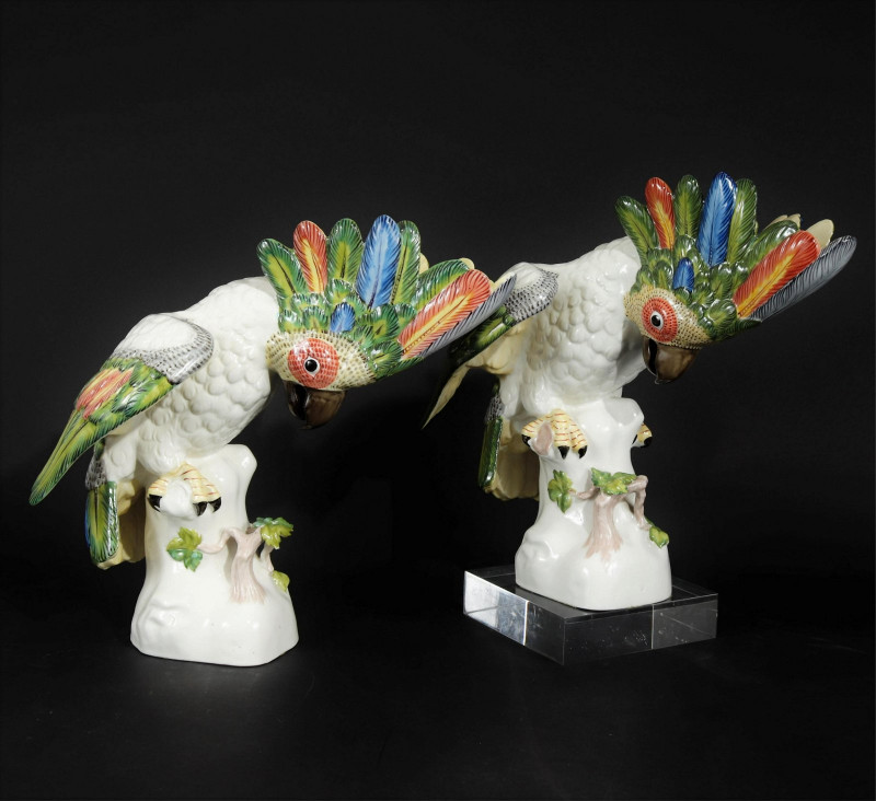Pair of Nymphenburg Porcelain Cockatoos