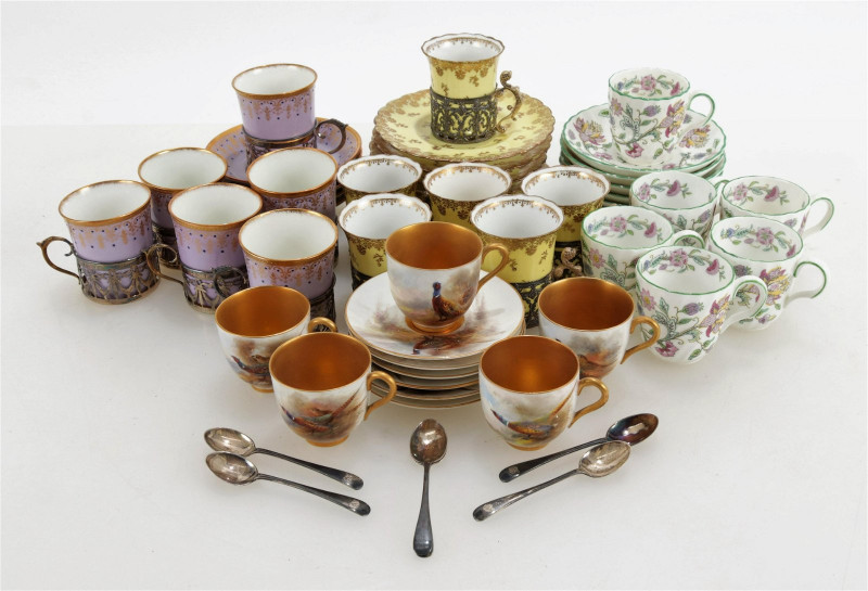 Four Sets of Porcelain Demitasse Cups & Saucers