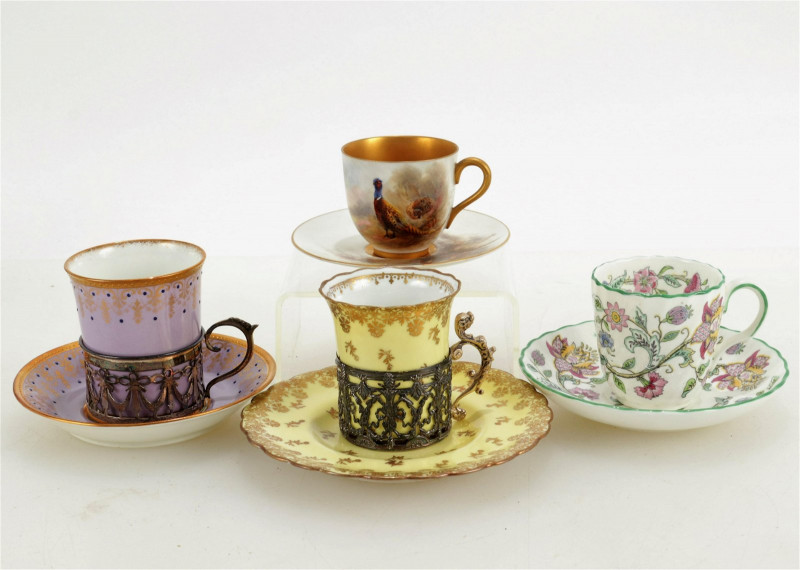 Four Sets of Porcelain Demitasse Cups & Saucers