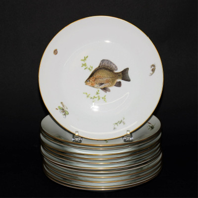 Image for Lot Set of 12 Richard Ginori Porcelain Fish Plates