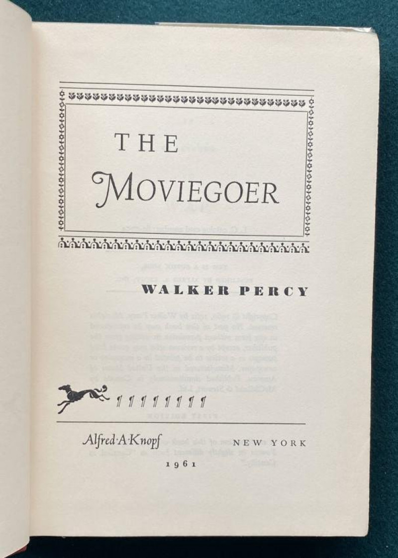 Walker Percy The Moviegoer 1961 1st of 1st book