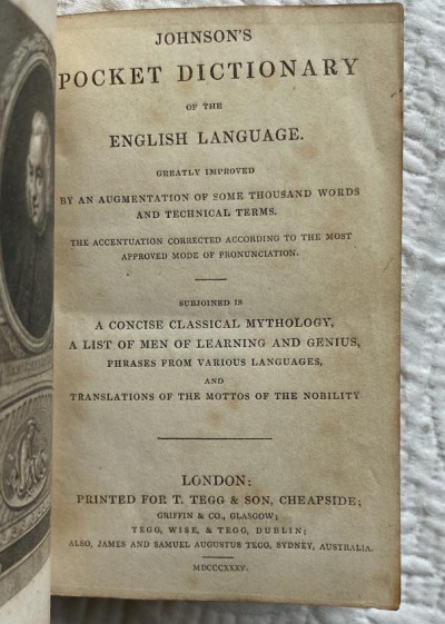 Diamond Edition' of Dr. Johnson's Dictionary 1835