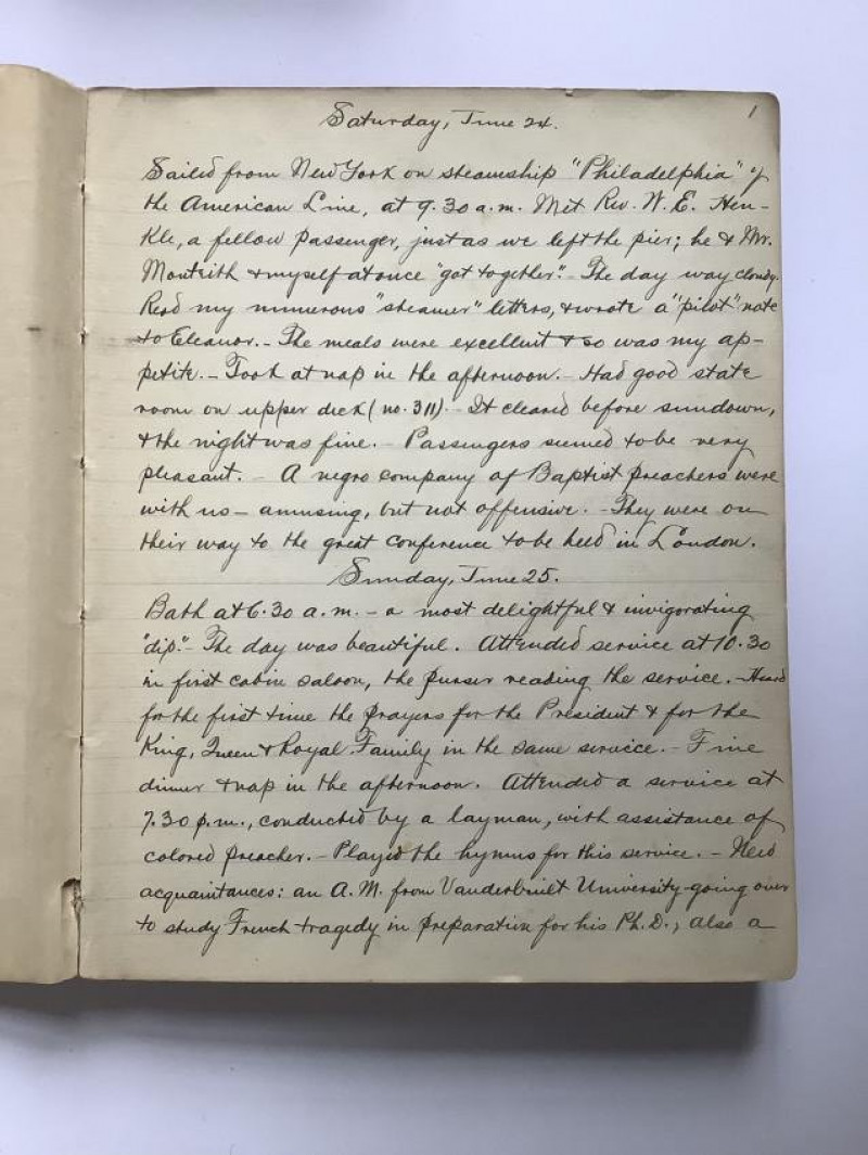 Rev. Stryker 1905 diary, trip to England & France