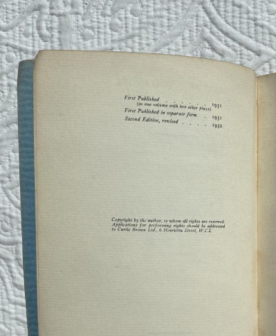 Sir Michael Redgrave's copy, 1932, Tobias & Angel