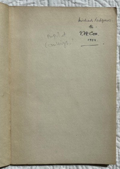 Sir Michael Redgrave's copy, 1932, Tobias & Angel