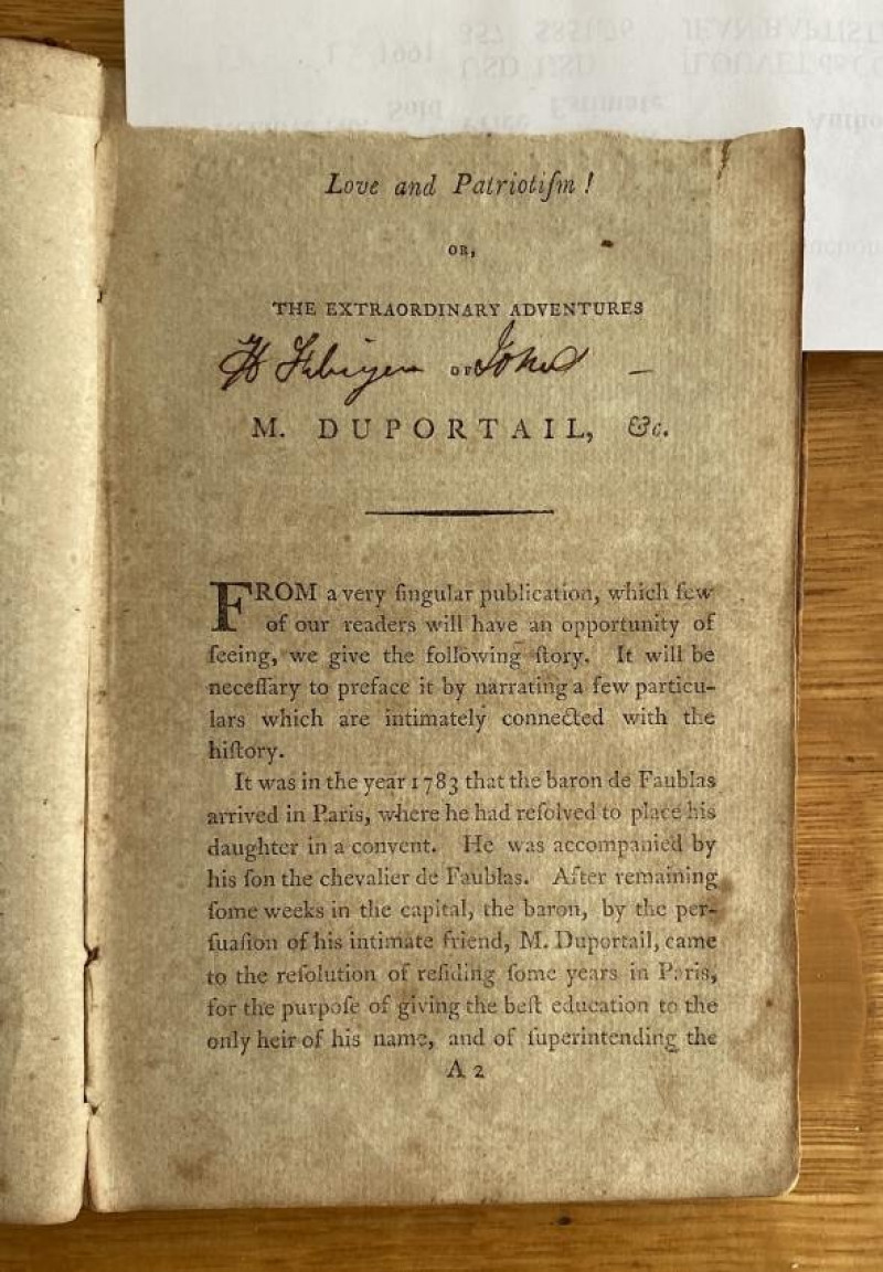 US 1st ed Love and Patriotism ! Philadelphia: 1797