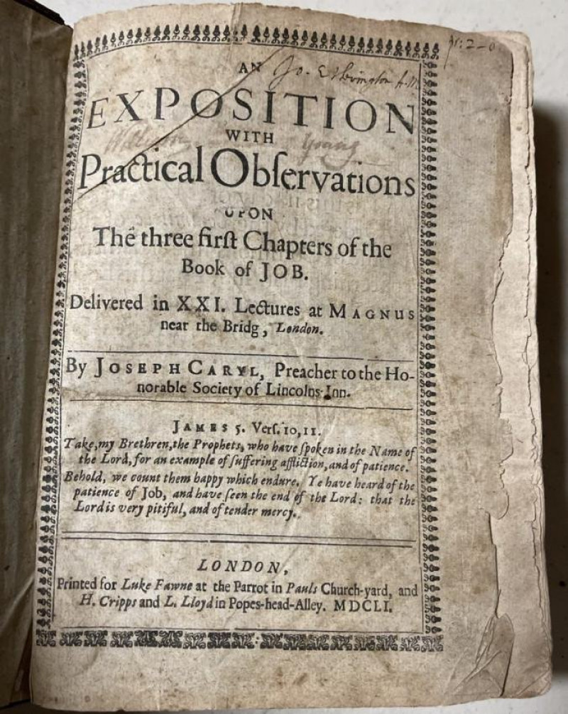 CARYL 1651 Exposition of JOB BY Ejected Minister