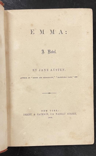 Image for Lot Jane Austen Emma Derby and Jackson 1859