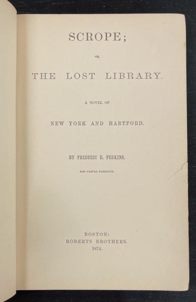 First American biblio mystery, SCROPE, 1874