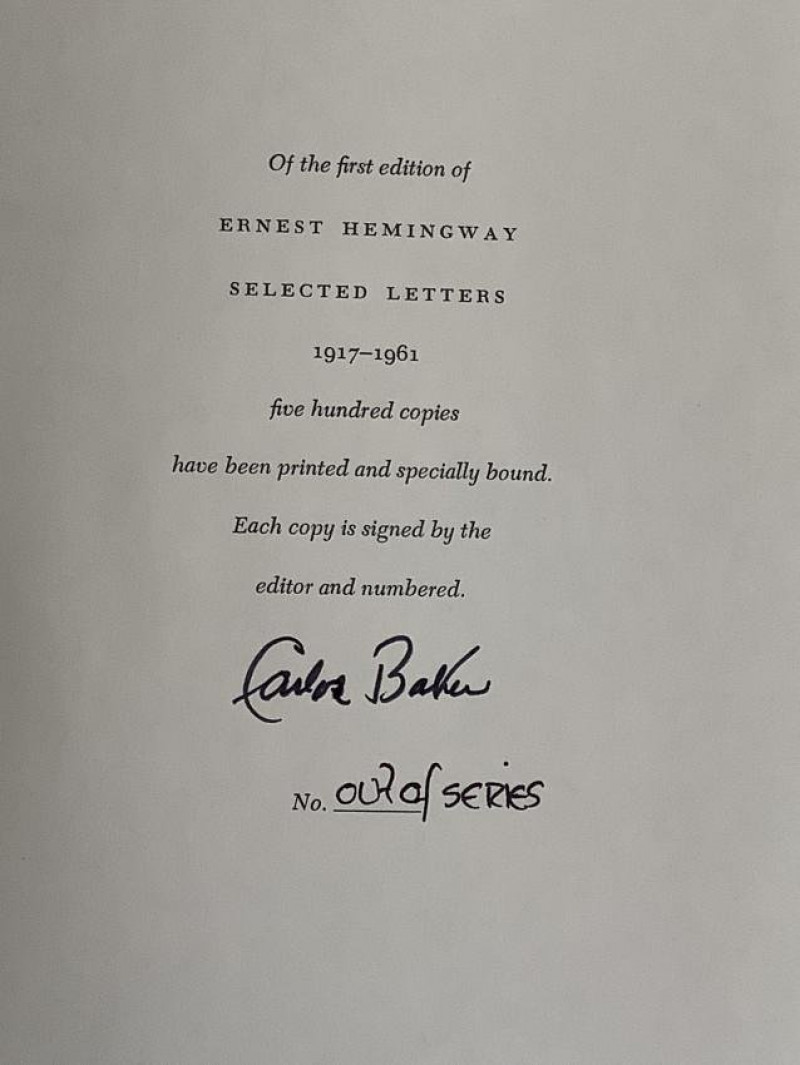 Ernest Hemingway Selected Letters Limited & signed