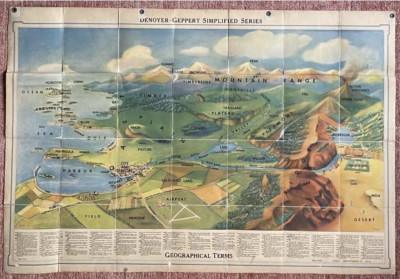Image for Lot Large GEOGRAPHICAL TERMS Wall Map c.1952