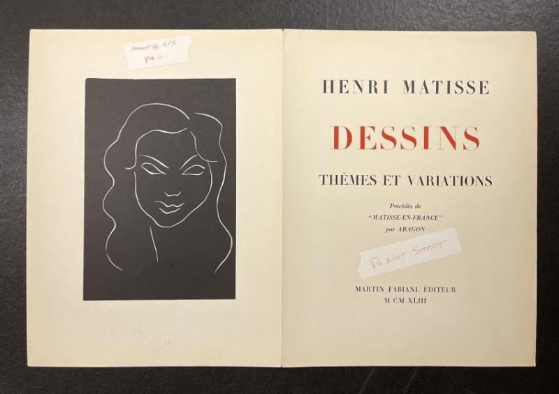 ART MATISSE Dessins, Themes et Variations LTD 1943