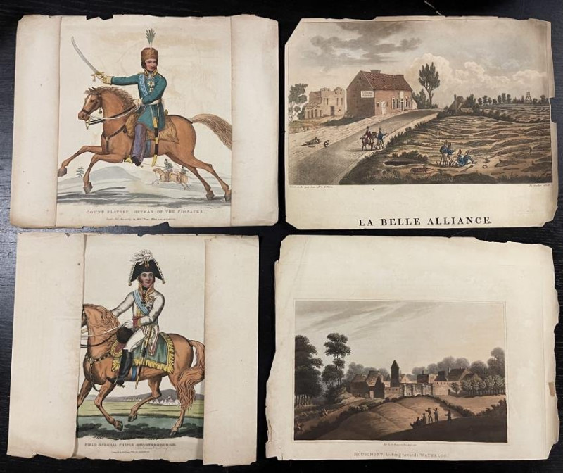 Four early hand colored engravings Napoleon wars