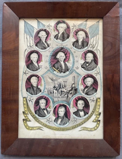 1844 Nathaniel Currier US PRESIDENTS hand colored
