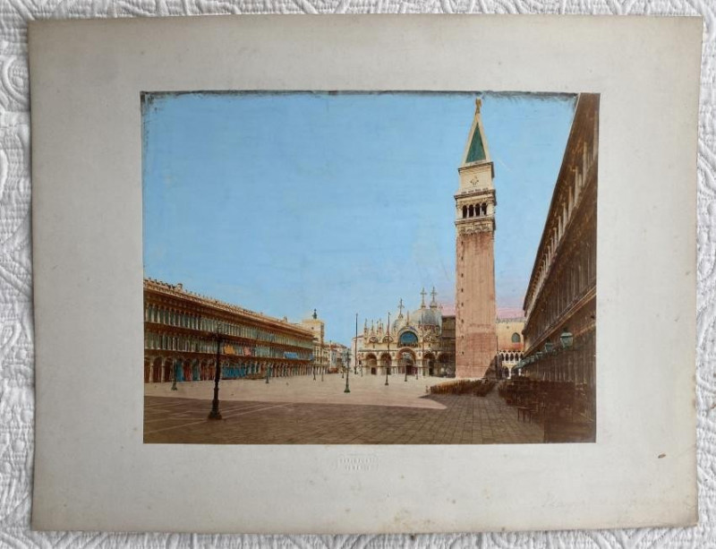 C. Ponti pair of colored photos of Venice 1860s