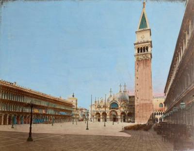 C. Ponti pair of colored photos of Venice 1860s