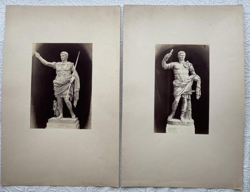 Pair of Spithover photos statues of Caesars 1860s