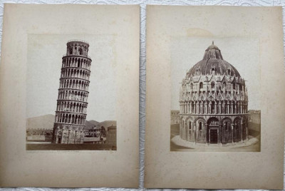 Image for Lot Van Lint 2 photos tower & baptistery of Pisa 1860s
