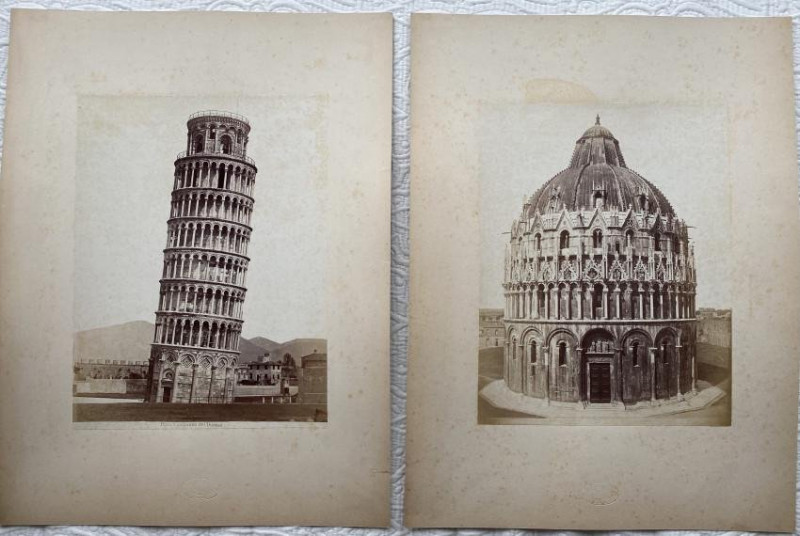 Van Lint 2 photos tower & baptistery of Pisa 1860s