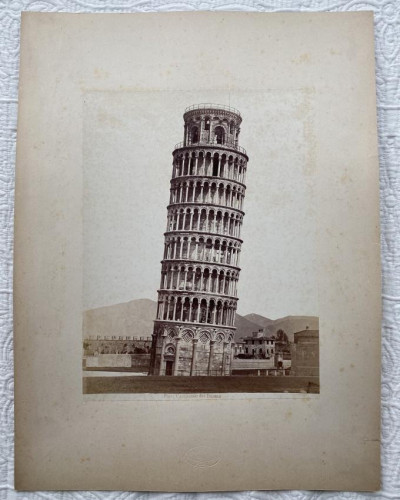 Van Lint 2 photos tower & baptistery of Pisa 1860s