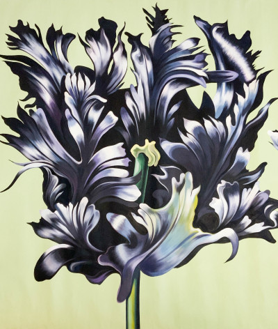 Lowell Nesbitt - Two Black Parrot Tulips