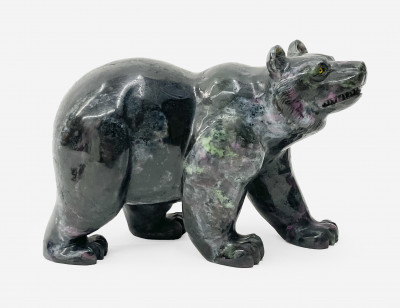Image for Lot Carved Stone Sculpture of a Bear