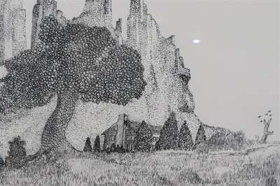 Harold Rittenbury - 2 Landscapes - ink on paper