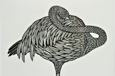 Jaques Hnizdovsky - Flamingo - Woodcut