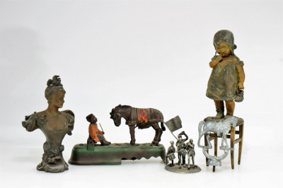 5 Bronze & Metal Figural Groups