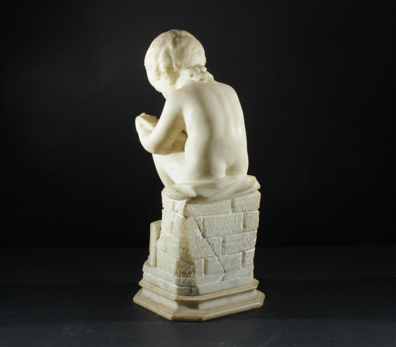 Italian Alabaster Figure of Dog, after Canova