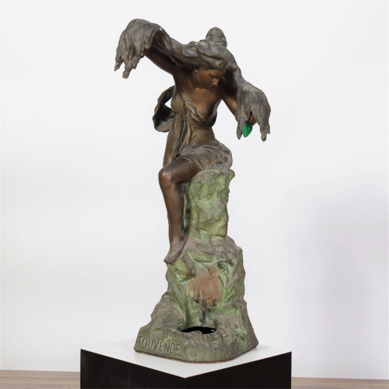 Alfred Jean Foretay "Jouvence" Bronze Lamp