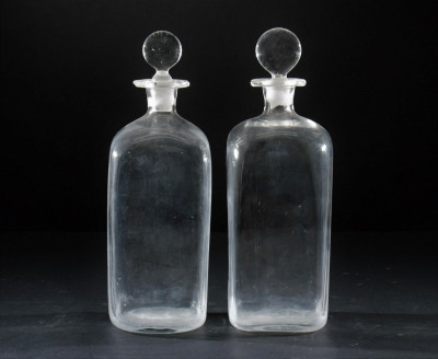 Pair Early American Square Decanters